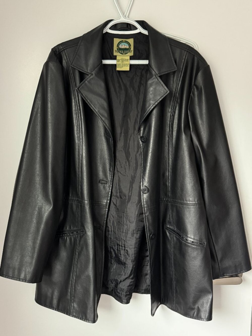 Northern Spirits Black Faux Leather Blazer Jacket Size 1X
